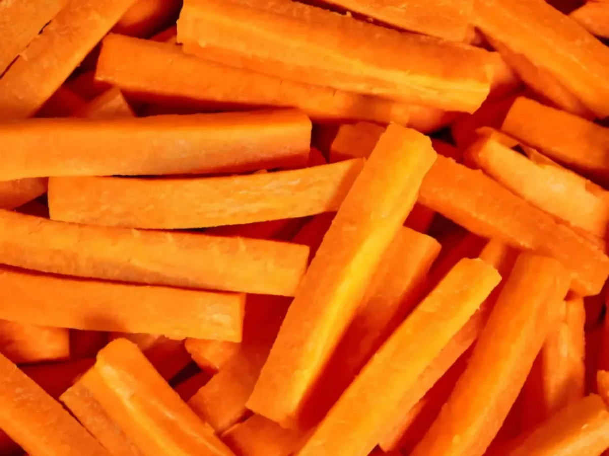 Freshly prepared baton cut carrots