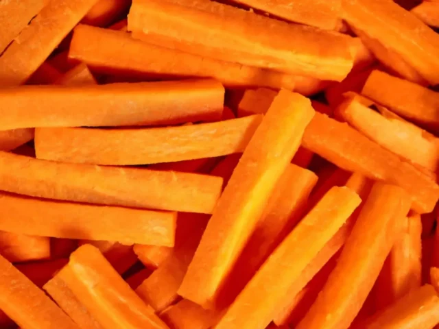 Freshly prepared baton cut carrots