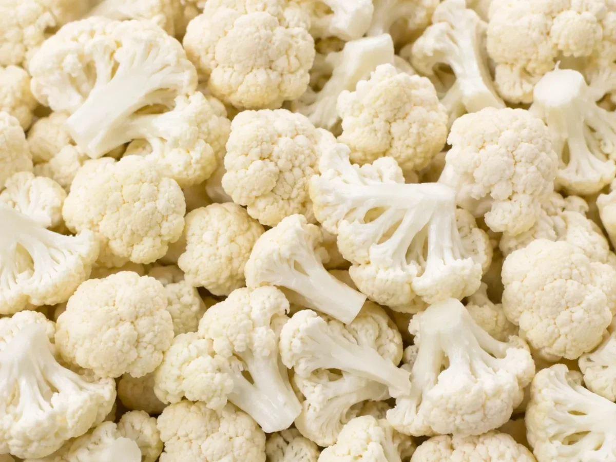 Freshly prepared cauliflower florets