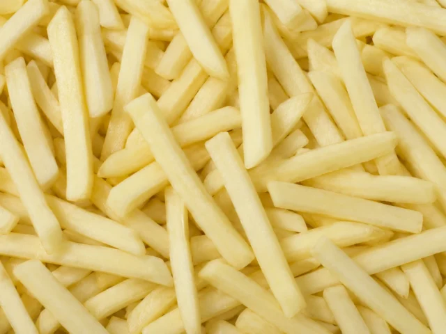 Freshly prepared chips fries 10mm