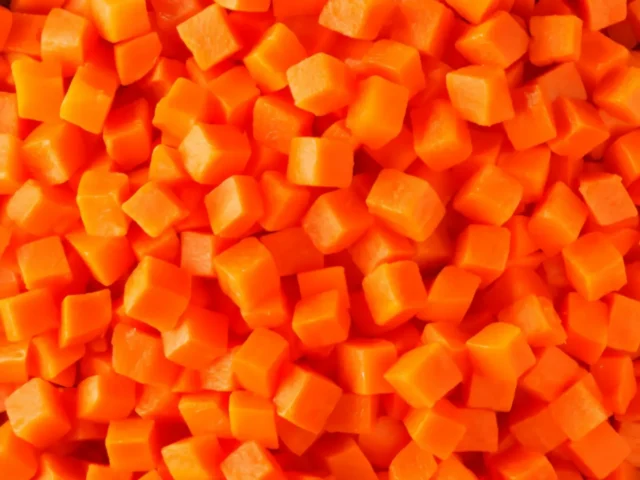 Freshly prepared diced carrots
