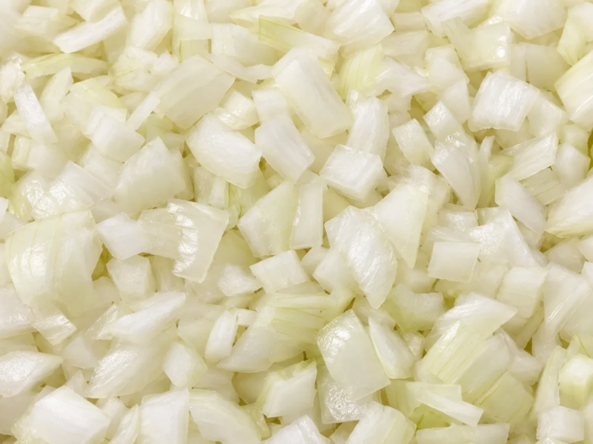 Freshly prepared diced onions