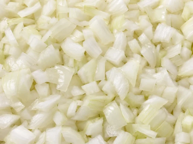 Freshly prepared diced onions
