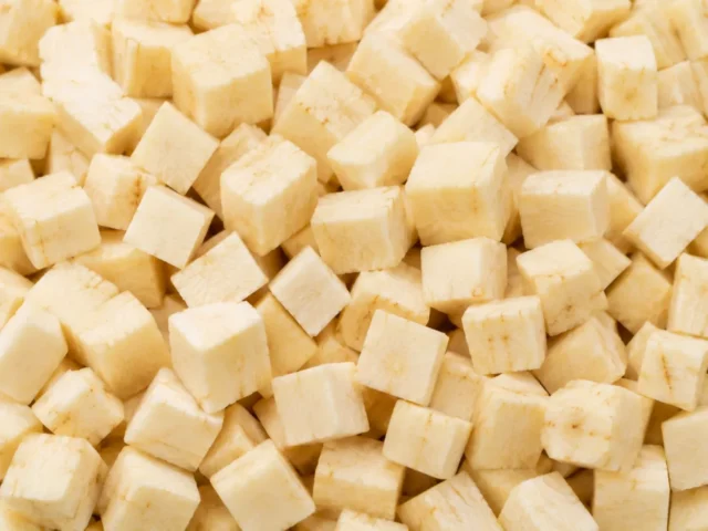 Freshly prepared diced parsnips