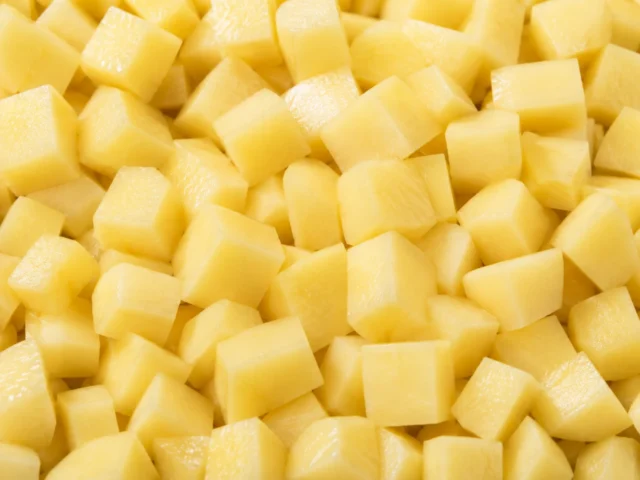 Freshly prepared diced potatoes