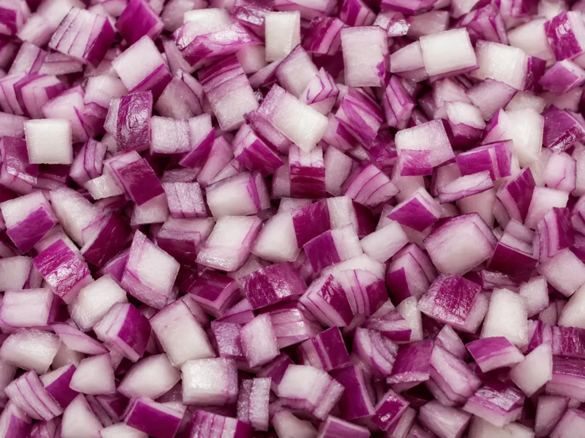 Freshly prepared diced red onions