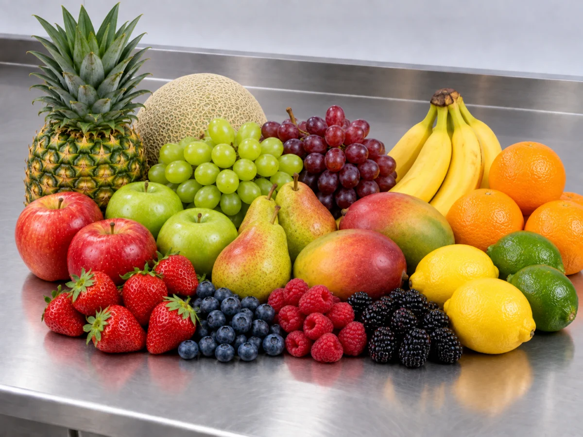 Fresh fruit displayed on a stainless-steel worktop in Northampton