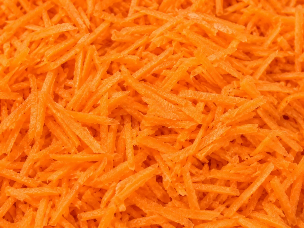 Freshly prepared grated carrots
