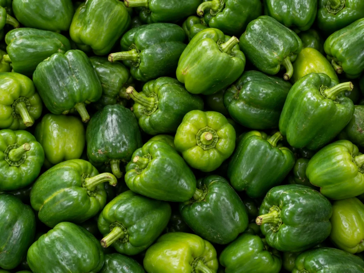 Fresh green peppers supplied by KJ Fresh Prep Veg in Northamptonshire