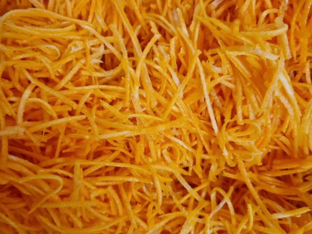 Freshly prepared julienne carrots