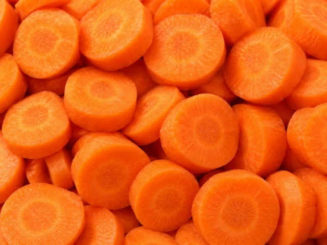 Freshly prepared sliced carrots