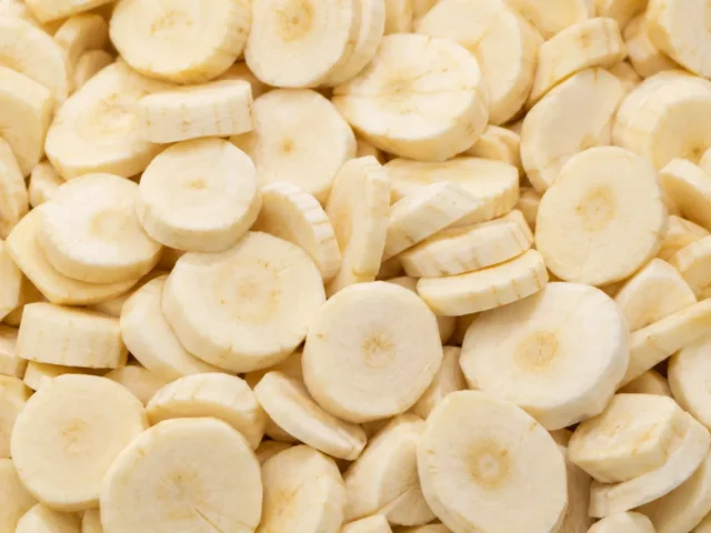 Freshly prepared sliced parsnips