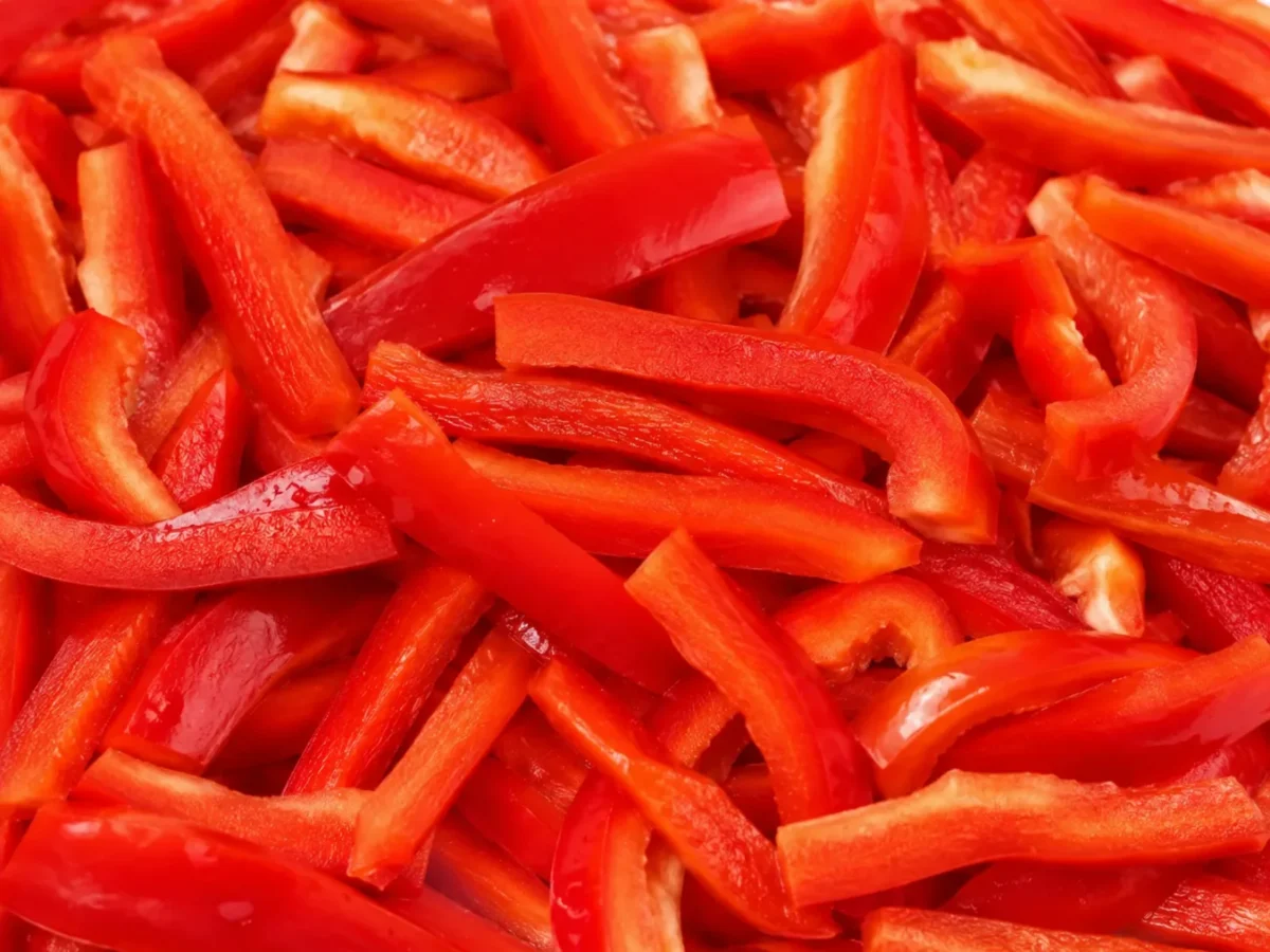 Freshly prepared sliced peppers