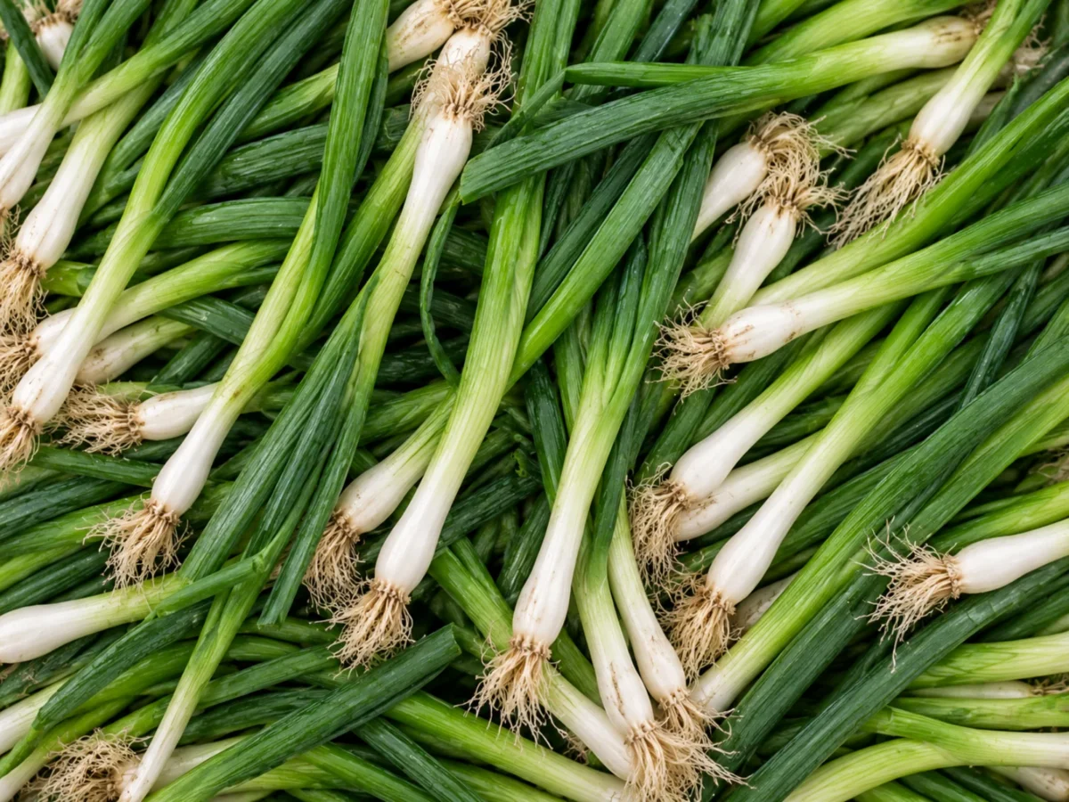 Fresh spring onions supplied by KJ Fresh Prep Veg in Northamptonshire
