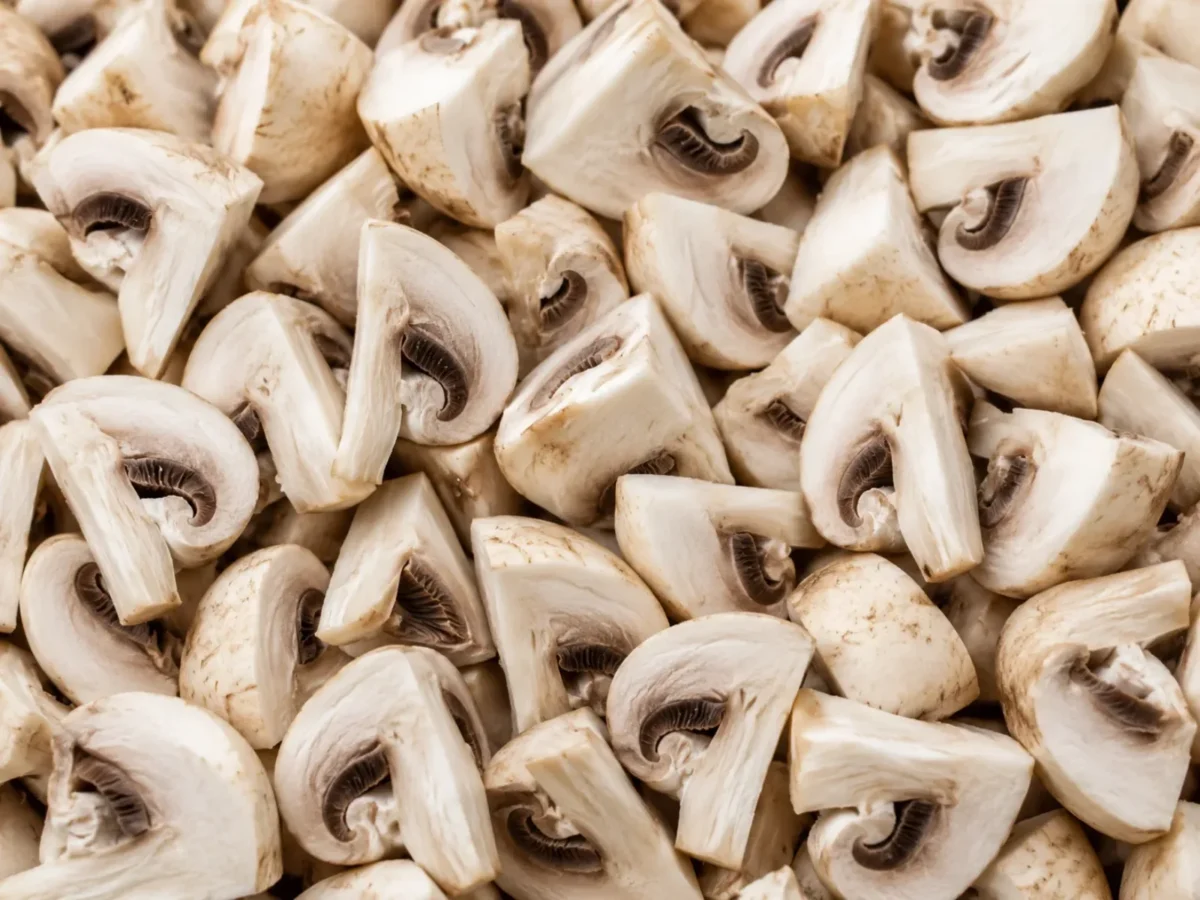 Freshly prepared wedge mushrooms